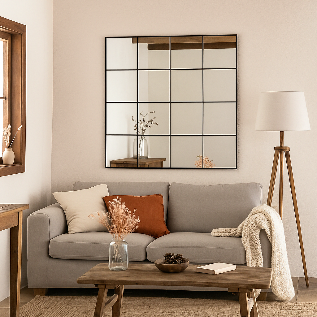 ESPEJO VENTANA ASIA NEGRO 122CM