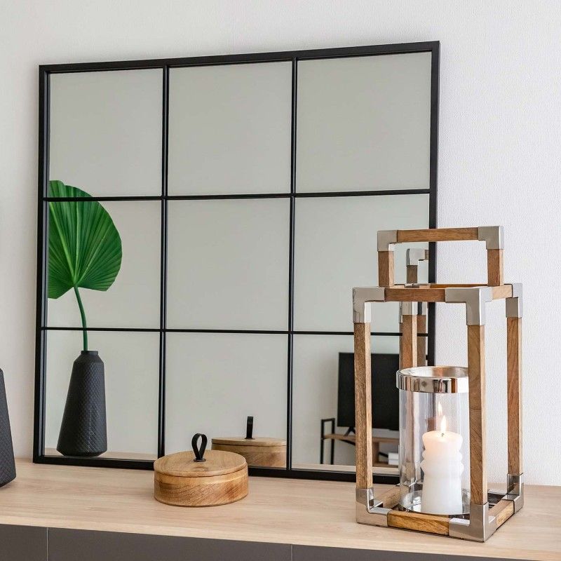 ESPEJO VENTANA HARLEM NEGRO 90cm