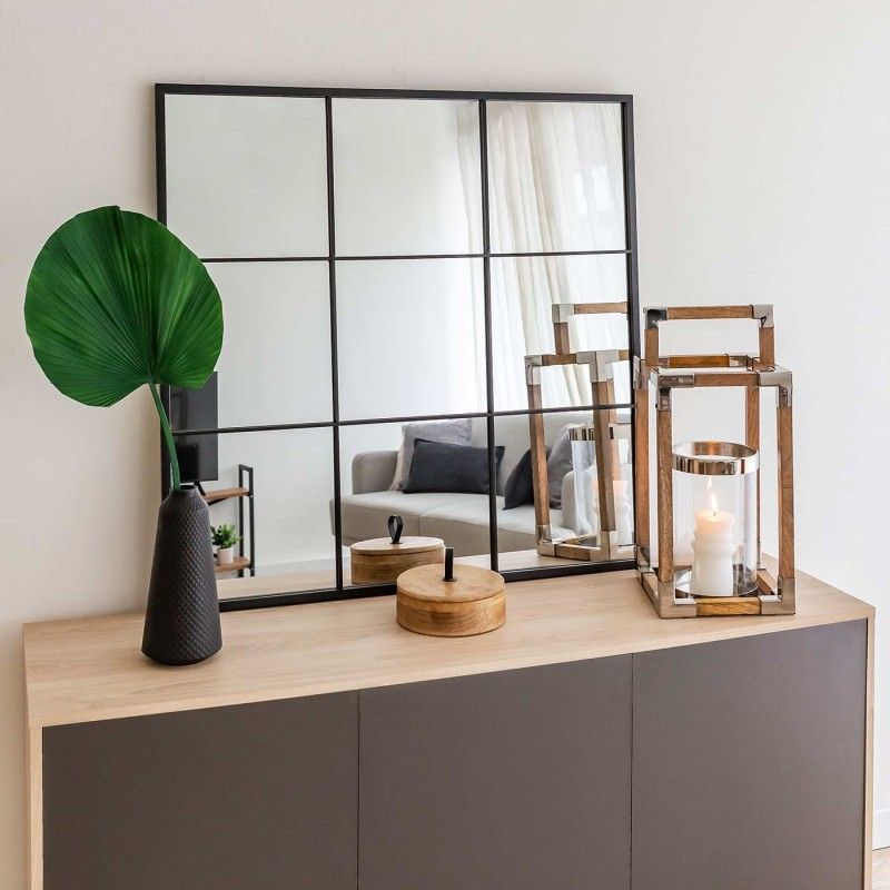 ESPEJO VENTANA HARLEM NEGRO 90cm